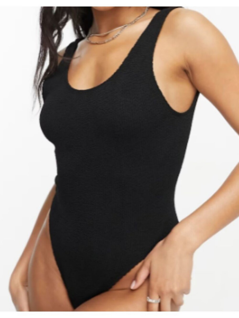 A.S.O.S Classic Black One-Piece Crinkle Swim Suit NWOT